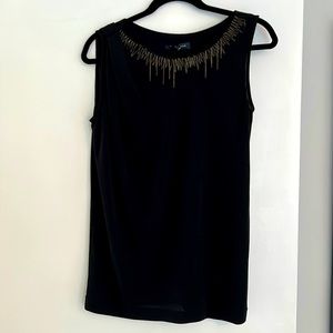 Piazza Sempione Black Sleeveless Blouse with metal chain embellishment